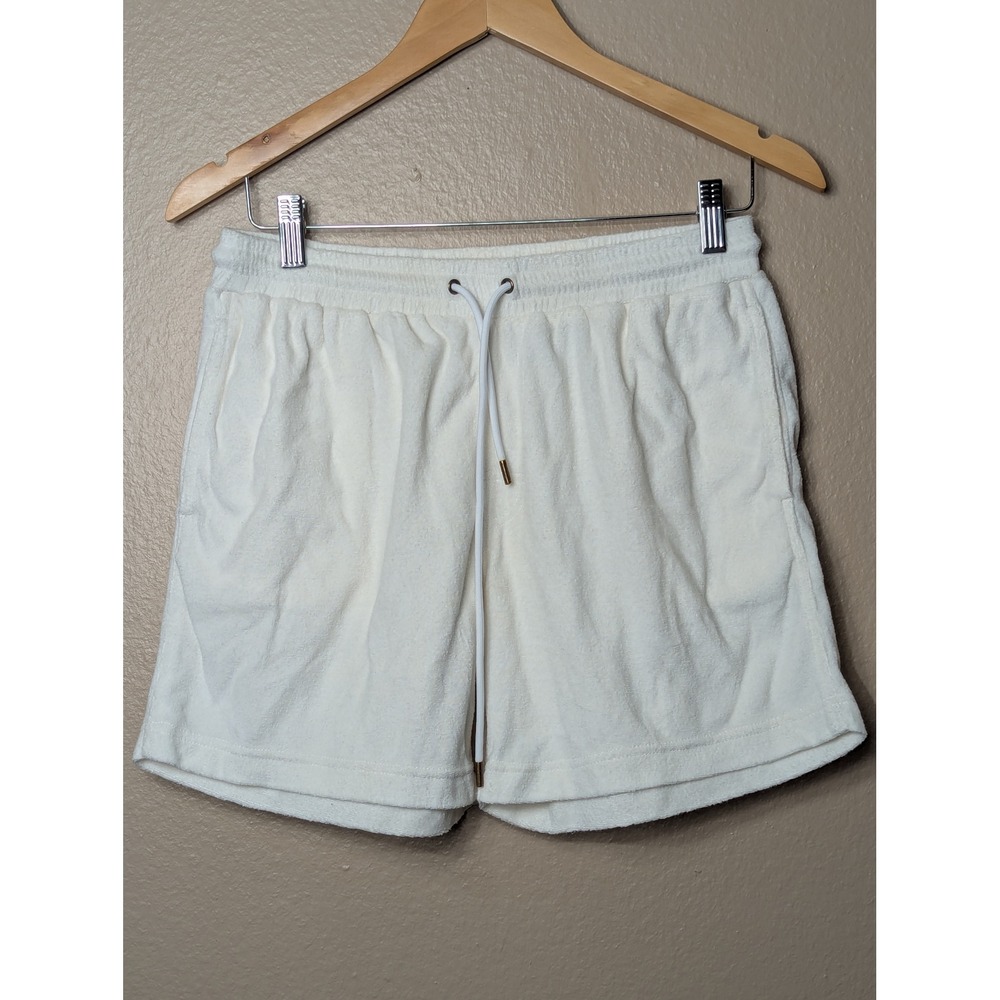 Dandy Del Mar - El Dandy Terry Shorts Men Size L White Beachwear Relaxed Fit